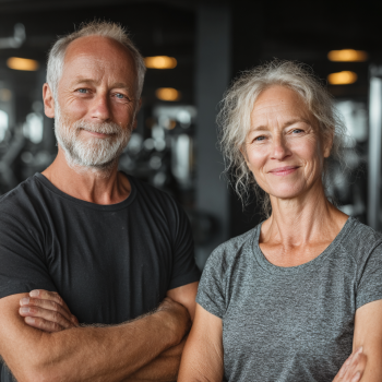 Активні літні люди займаються фітнесом